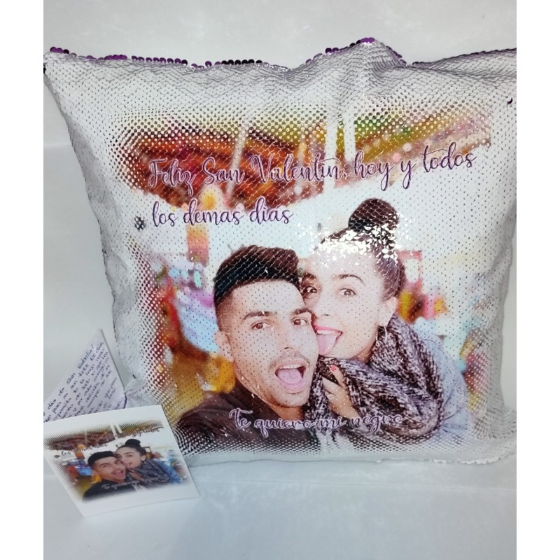 Cojín Lentejuelas Personalizado 40 x 40 cm
