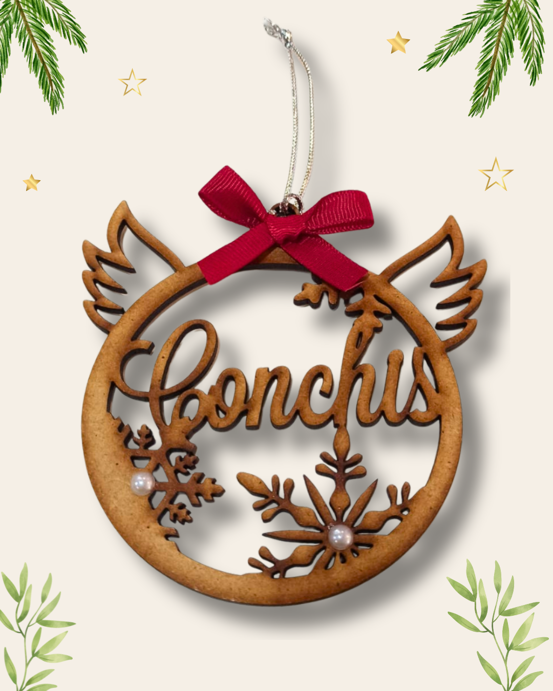 Bola de madera con alas personalizada