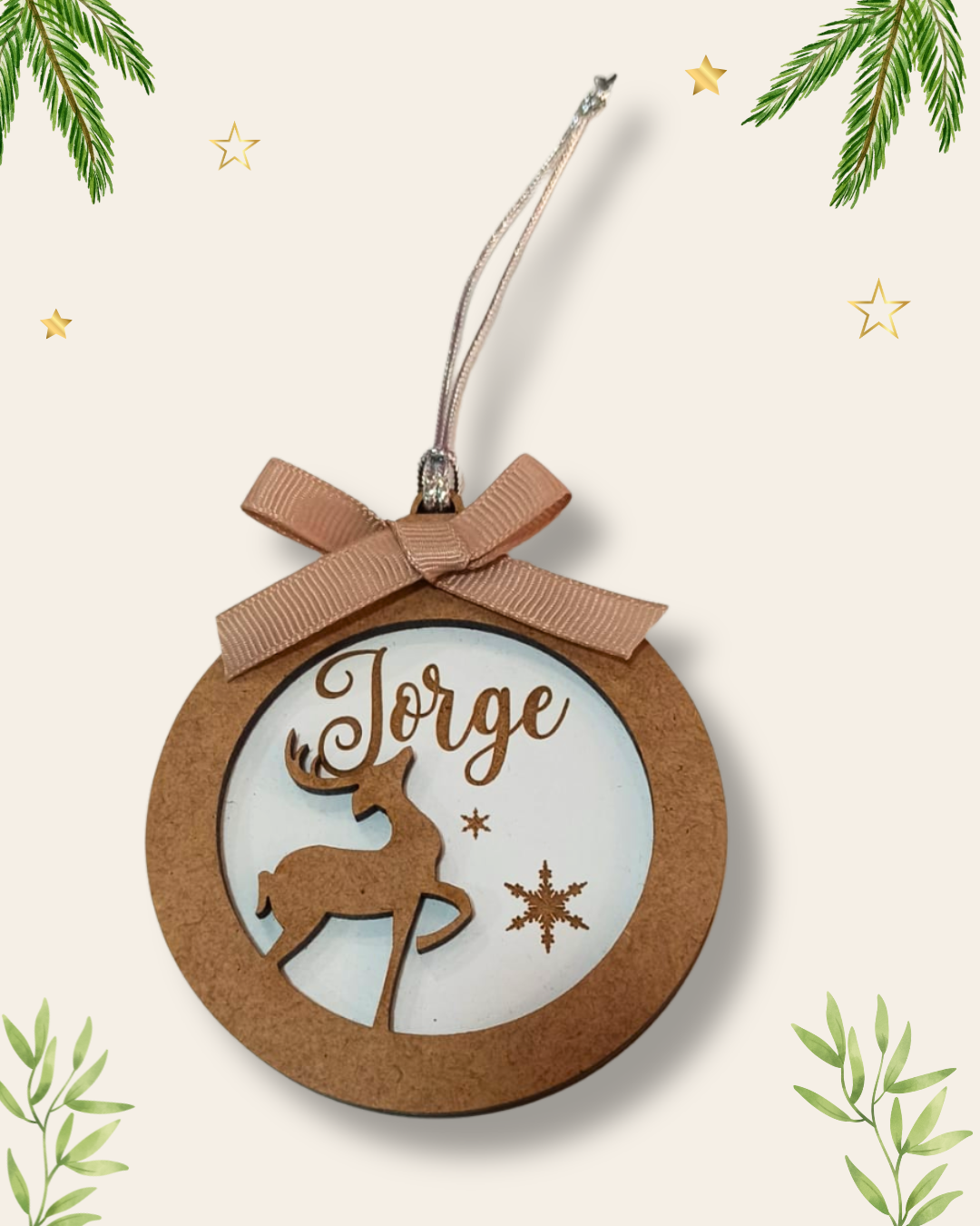 Bola de Navidad Renos personalizada con nombre