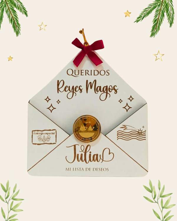 Sobre de Madera Personalizado Reyes Magos