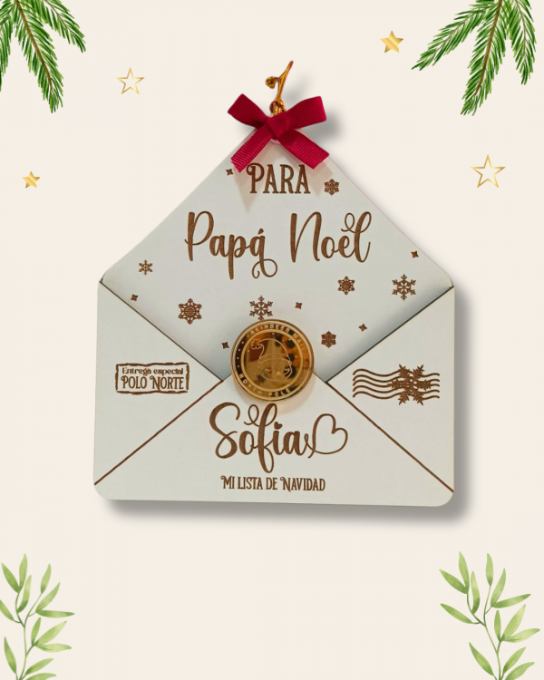 Sobre de Madera Personalizado Papá Noel