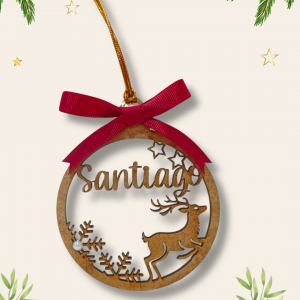 Bola de navidad de madera personalizada con nombre
