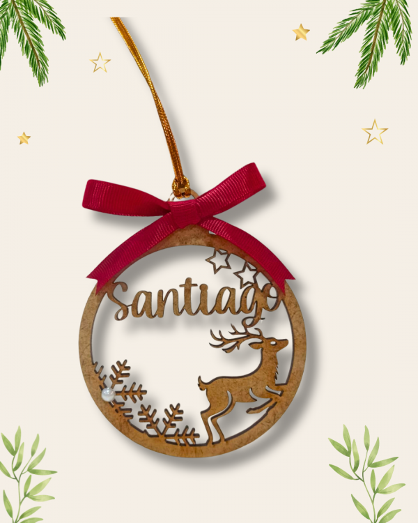 Bola de navidad de madera personalizada con nombre