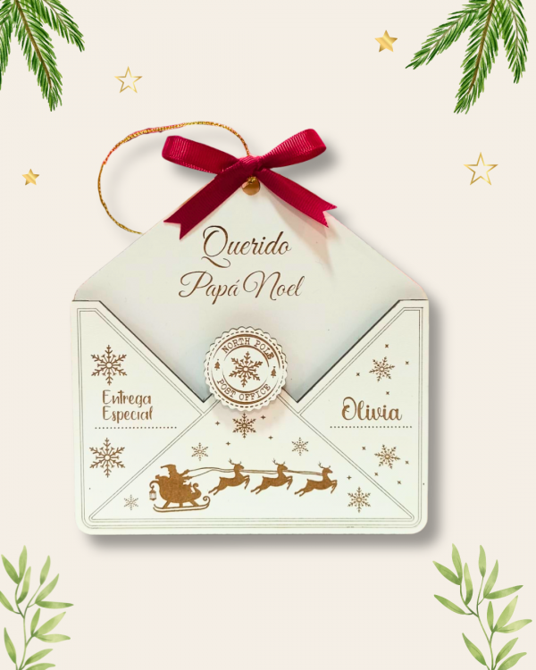 Sobre de Madera Personalizado Papá Noel