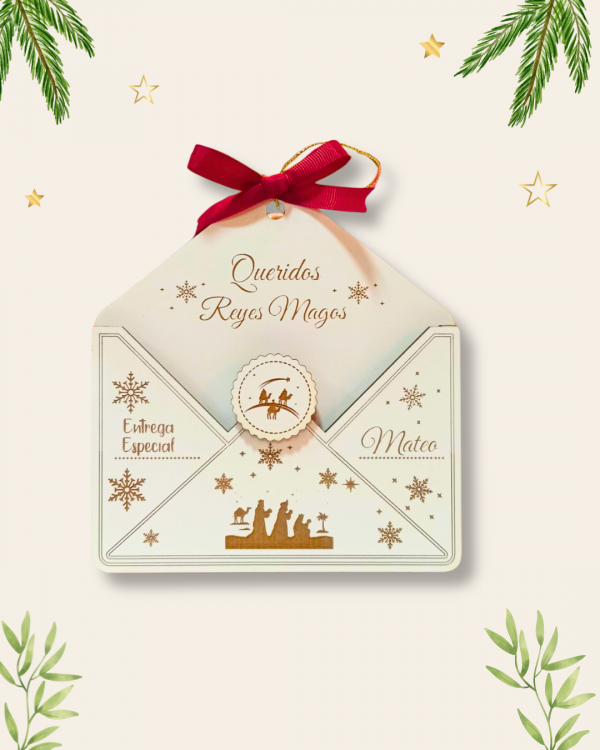Sobre de Madera Personalizado Reyes Magos
