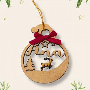 Bola de navidad reno y árbol