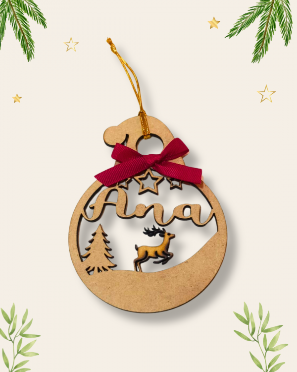 Bola de navidad reno y árbol