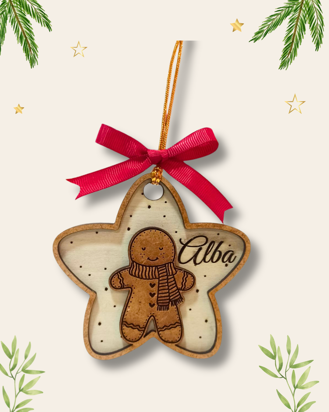 Colgante estrella muñeco de nieve