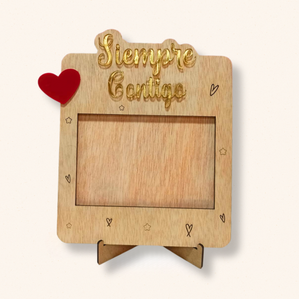 Marco de madera para foto "Siempre contigo"