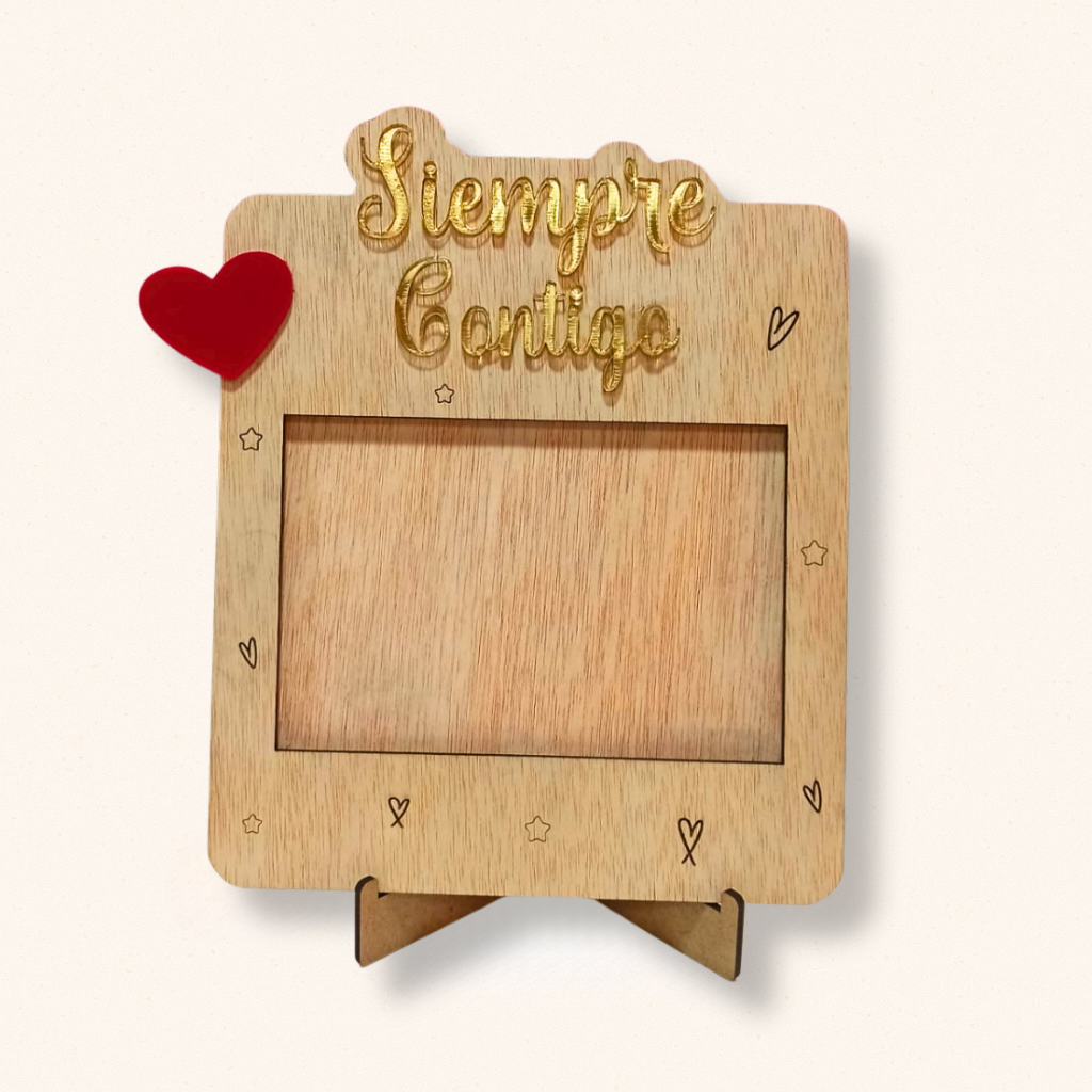 Marco de madera para foto "Siempre contigo"